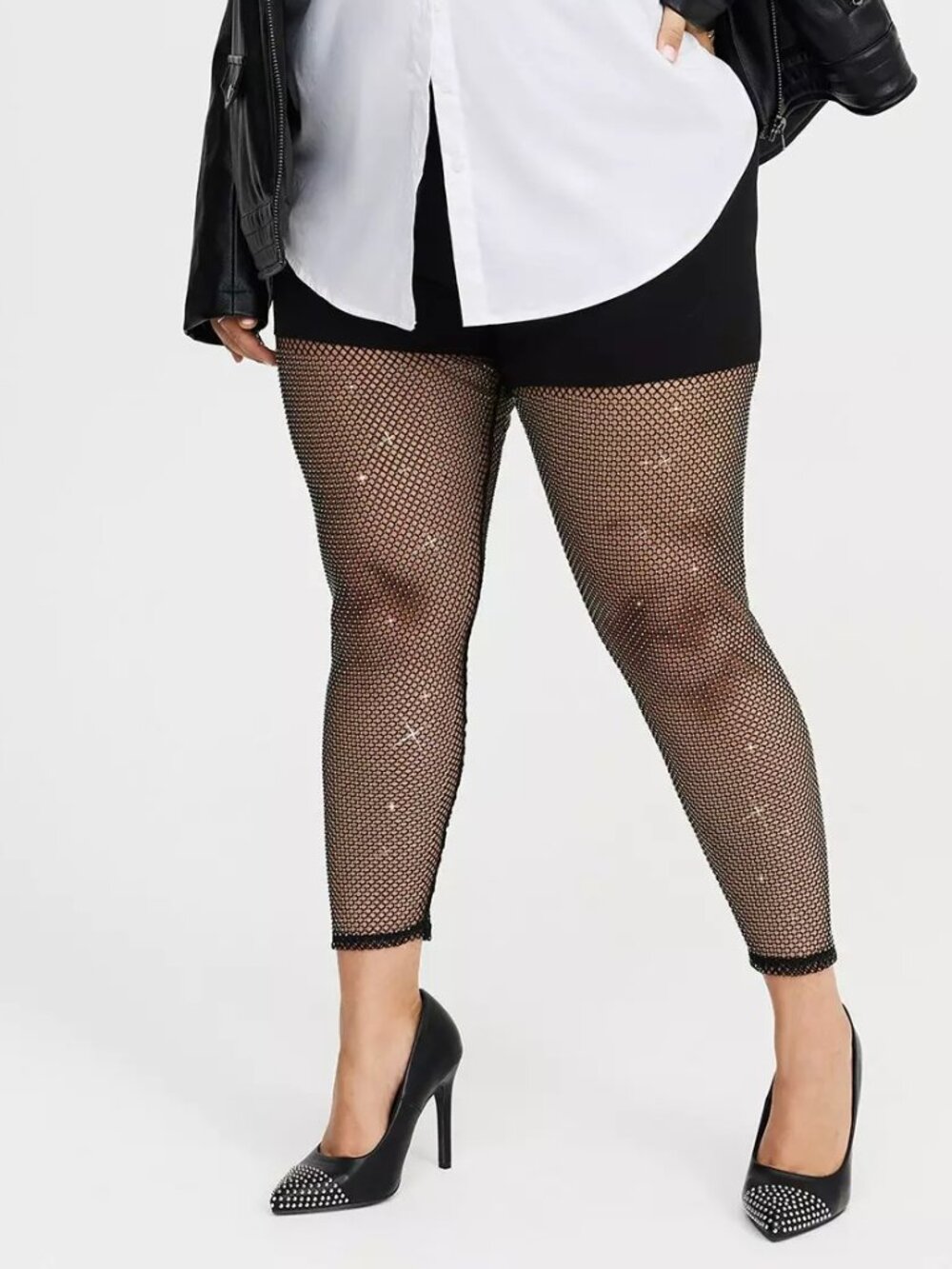 NEW Nightfall by Torrid Full Length Leggings | Rhinestone Fishnet